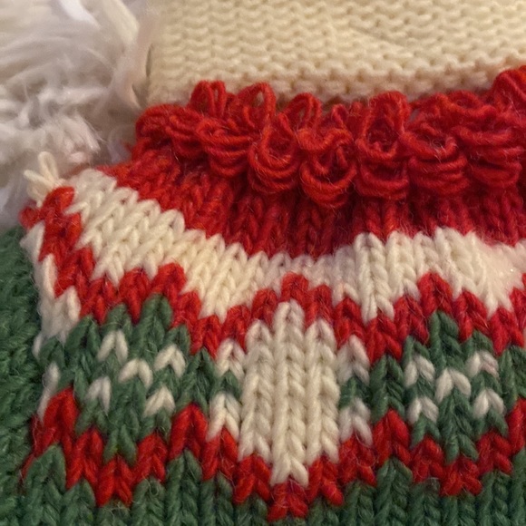 Holiday Gift Wrap Knit ‘JOY’ Sweater & Hat Bottle Topper 💗 Green & Red - Picture 10 of 13